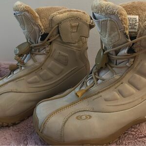 Salomon Beige/Tan Faux-Fur Lined Ankle Boots